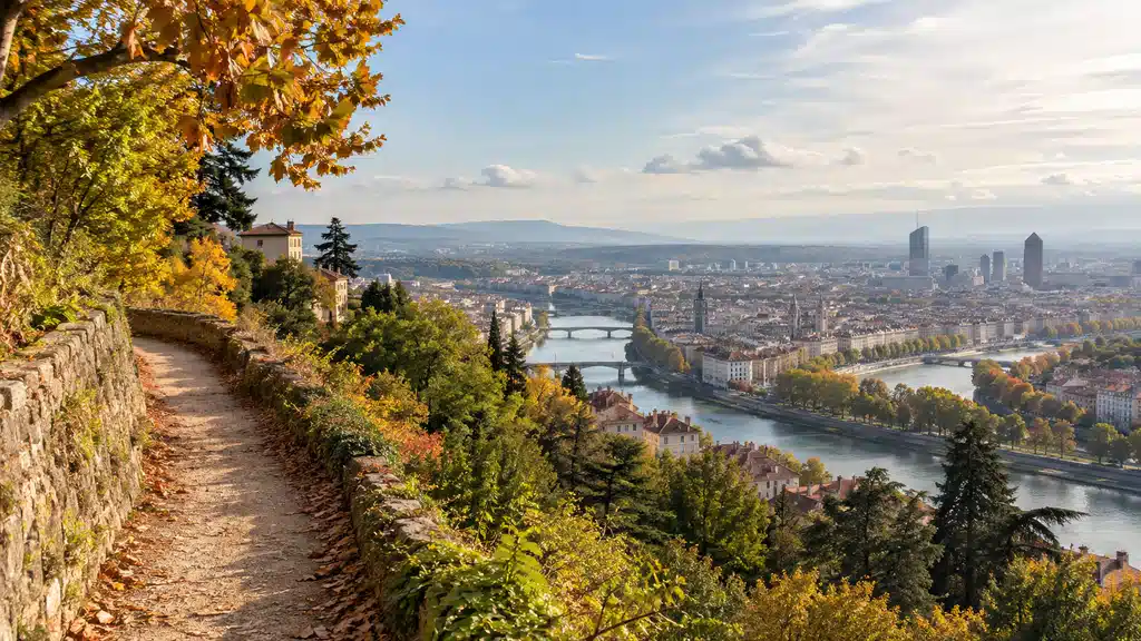 Sentier panoramique dans les collines dominant Lyon
