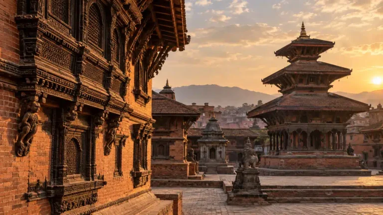 Architecture en briques et temples traditionnels de Bhaktapur au Népal