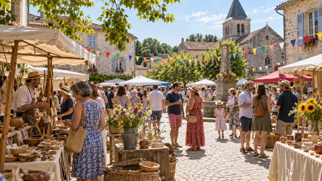 Marché festif en plein air dans un village de Haute-Vienne