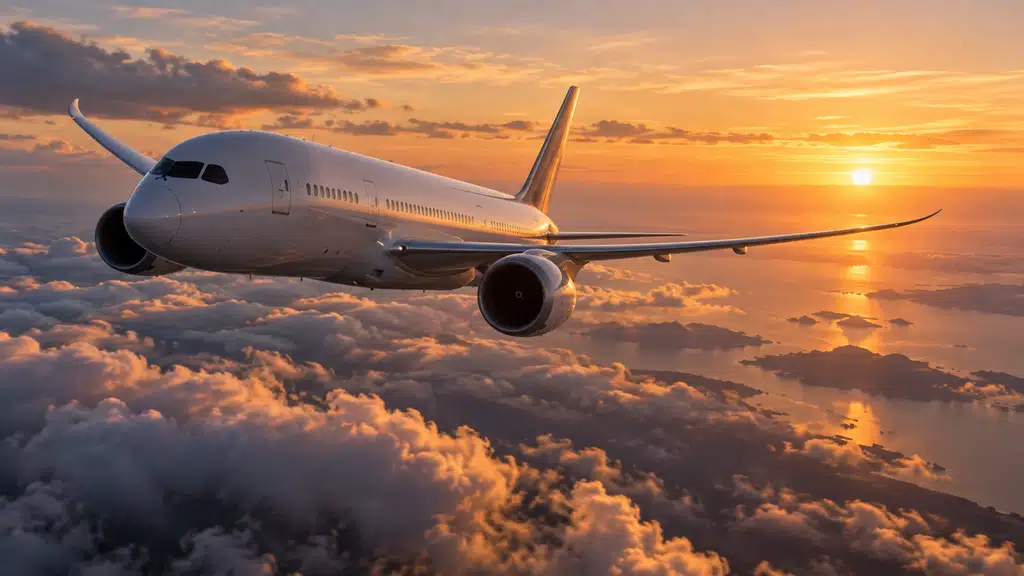 Avion long-courrier au-dessus des nuages pendant un vol vers l’Australie