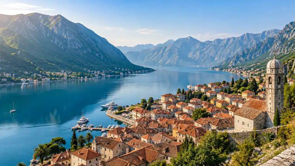 Baie de Kotor et montagnes du Monténégro vues au matin